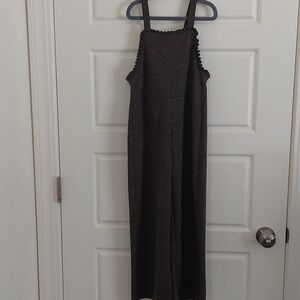 Zara Girls Plaid Ruffle Jumpsuit Romper - Brown/Grey Check - Size 9